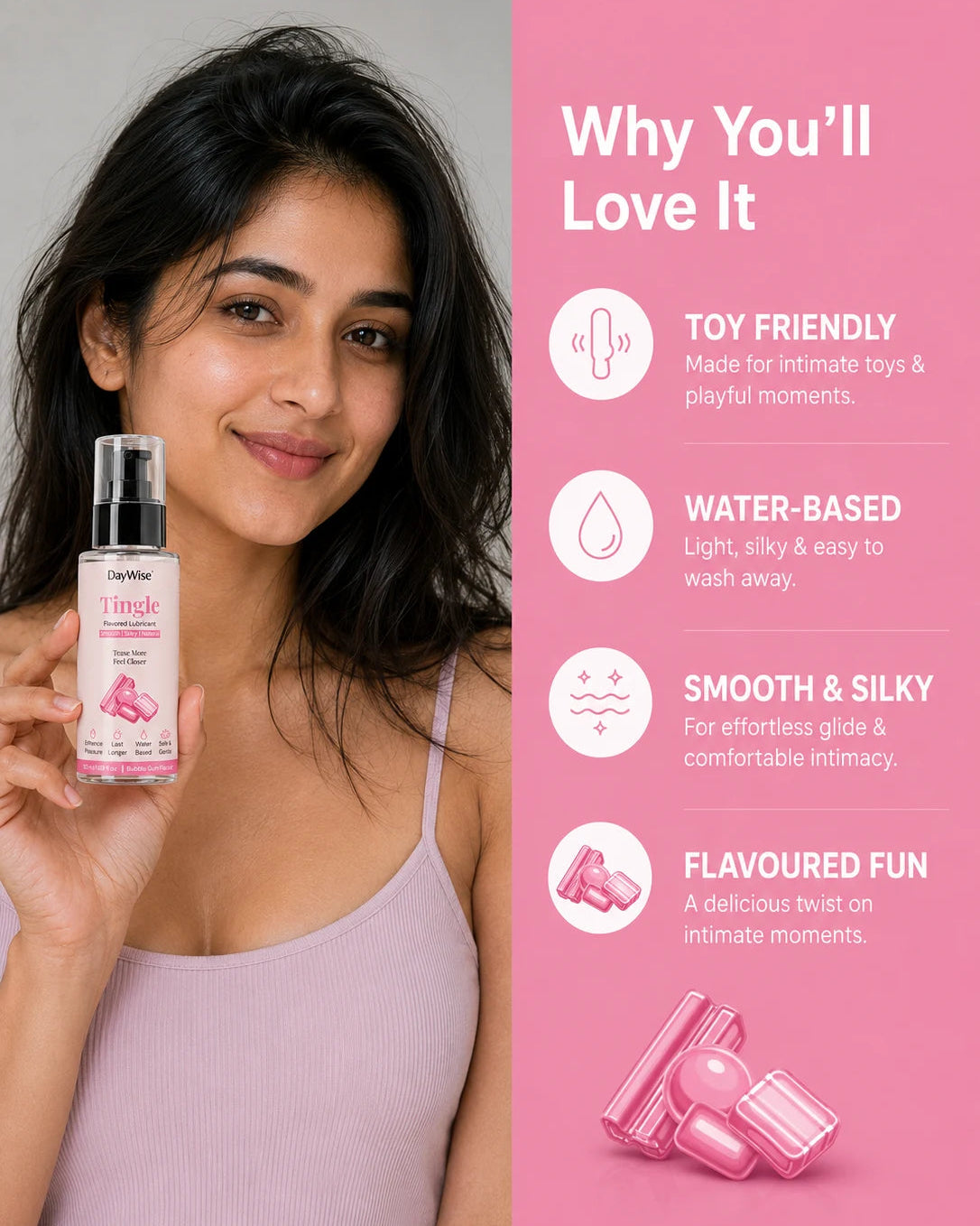 Tingle Bubblegum Flavoured Water Based Lubricant